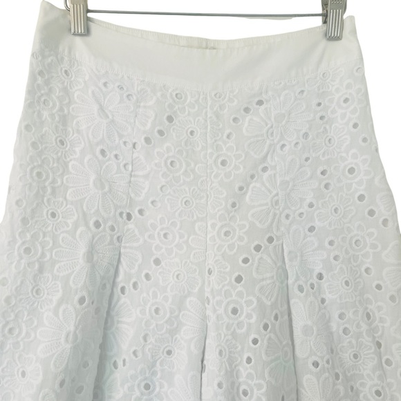 LA PATEAU Wide Leg Floral Eyelet Culottes in White Size 38 - Picture 2 of 9